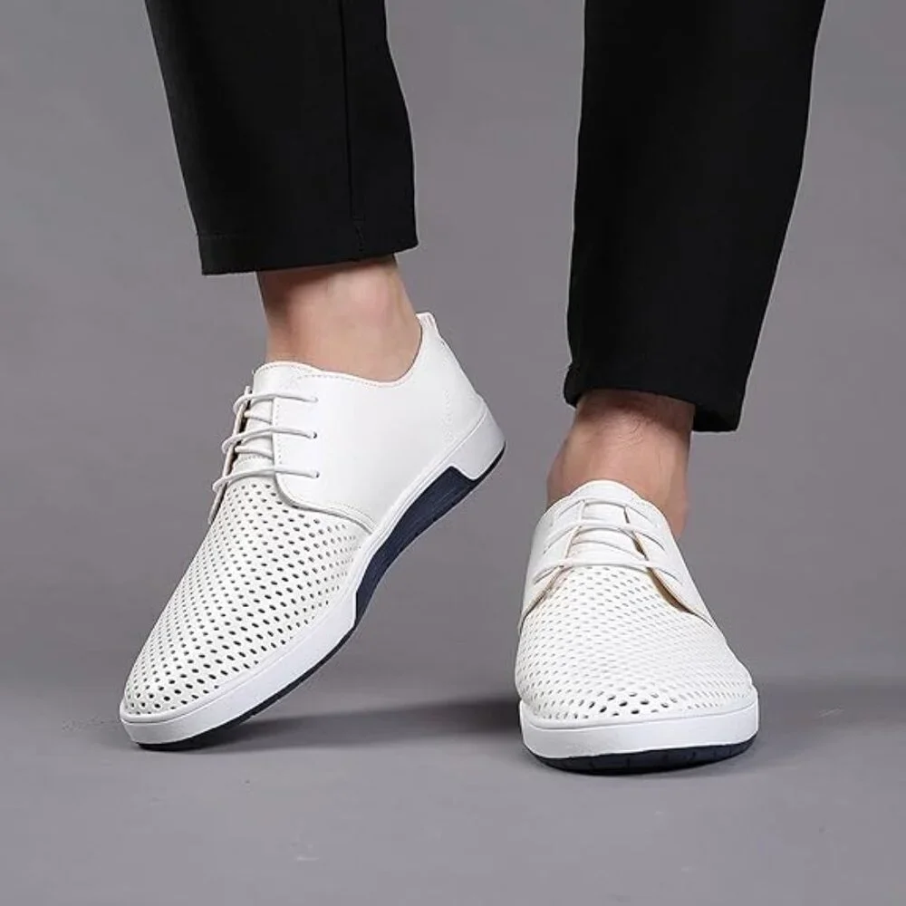 Santimon Men's US 7-10 White Casual Derby Shoes Breathable Non Slip‎ Sneakers